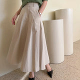 Purpdrank  2025 New Vintage Women's Straight Skirts Pockets Spring Summer High Waist Solid Loose Button A-line Skirts for Women