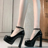 Purpdrank  Spring Thick Heel Women Mary Jane Shoes Fashion Ankle Strap Ladies Elegant Wedding Party Pumps