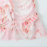 Purpdrank  Sexy Bow Ruffles V neck Tie-dye Print Mini Sling Dress Women Hollow Out Front Ruched Package Hips Irregular Robe Holiday