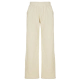 Purpdrank  Autumn American Casual Low Waist Solid All Match Pockets Slim Thick Straight Pants