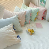Purpdrank  48x74cm Bow Pillow Cover Solid Color Soft Comfortable Covers Cotton Pillow Cover Cute Pillow Sham for Beds Home Decoration Gifts
