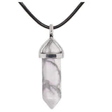 Purpdrank - Hexagonal Pointed Reiki Chakra Stone Pendant Necklace Women Girl  Jewelry 18inch Chain chunky Pendants