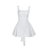 Purpdrank  Spring New Xiaoxiangfeng Temperament Elegant Slim Polka Dot Square Neck Vest  Pendulum Dress Niche Fashion and Comfort Beautiful