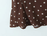 Purpdrank  Sexy Coffee Polka Dot Chiffon Lacing up Backless Camisole Tank Top + Zipper Low Waist Knee Length Mermaid Skirt 2 Pieces 1 Set