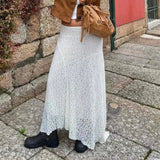 Purpdrank  Vintage Sheer Lace Maternity Skirts for Women Low Elastic Waist Loose Fit Long Skirt Casual Pregnancy Skirts Fashion Streetwear