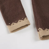 Purpdrank  Vintage Folk U Neck Long Sleeve Casual Loose All Match Sweater Women Jumpers