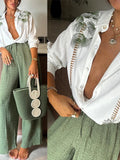 Purpdrank  Casual Print Pants Sets Women Loose Lapel Single Breasted Long Sleeve Shirts Solid Wide Leg Pant 2025 Summer Lady Elegant Outfit