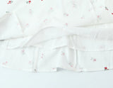 Purpdrank  Retro French Style White Floral Print Short Puff Sleeve Dress Women V neck Slim Waist A-line Mini Dresses Vestidos Holiday Robe
