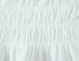 Purpdrank  Stylish White Embroidery Hollow Out Flower Slash Shoulder Short Sleeve Tank Top Women Elastic Waist Ruffles Hem Crop Tops