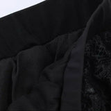 Purpdrank  Spring Summer Black Chiffon Lantern Pants Women Spliced Lace Elastic Waist Ruffles Cuff Long Loose Trousers Full Length Bottom