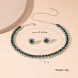 Purpdrank - Luxury Necklace Earrings Sets Green Crystal Necklace Women Weddings Bride Jewelry Accessories
