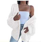 Purpdrank  Luxury Knitted Cardigan Women Lazy Sweater New V-neck Long Sleeve Cardigan Autumn Knit Coat Fashion Winter Warm Outerwear Solid