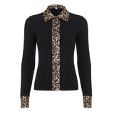 Purpdrank  Y2k Sexy Leopard Print Patchwork Long Sleeve Streetwear Zipper Slim Knitted Cardigan