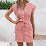 Purpdrank  Summer Print Striped Sexy Beach Vacation For Women's One-piece Shorts Fashion Halter Casual Loose Lace Up Jumpsuit Shorts Female