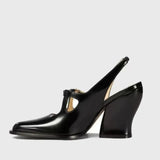 Purpdrank  Temperament Thick Heel Sandals Summer New Square Head Shallow Mouth Metal Buckle Anti-slip Wear-resistant High Heels