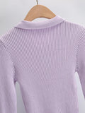 Purpdrank  CHIC Retro Knitting Single Breasted Button Lapel Cardigan Sweater Woman Stripe line Long Sleeve Jumper Knitted Knitwear