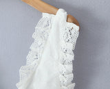 Purpdrank  White 3D Dot Spliced Lace Tie Bow Tassel Sexy Corset Women Summer Tank Tops Lacing up Bandage Strap no Button Crop Top