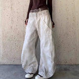 Purpdrank  Retro American Washed out Dirty Fit Jeans Casual Loose Women's Pants Knife Edge Deconstructed Design Long Trousers