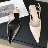 Purpdrank  High Quality Satin Buckle Strap Women Pumps Sandals Fashion Shallow Thin Heels Pointed Toe Slingback Mules Shoes
