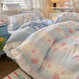 Purpdrank  Princess French Style Bedding Set For Adults Kid Flat Fitted Sheet Set With Pillowcases King Queen Full Bedroom Decor Bedclothes