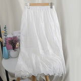 Purpdrank - Skirt Mori Girl Lace Embroidery Double inner lining Loose Solid Color Women Skirt