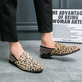 Purpdrank  Hot Selling Men's Leopard Print Loafers Europe America Trendy New Flat Shoes Massage Soles Men's Walking Shoes Big Size：38-48