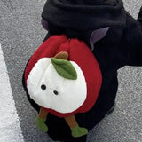 Purpdrank  Cute Cartoon Apple Shoulder Bag Lovely Cartoon Apples Backpack Crossbody Bag  Plush Large Capacity Schoolbag Plush Shoulder Bag