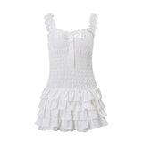 Purpdrank  y2k Dress Women Fairycore Clothes Sweetheart Neck Sleeveless Tiered Ruffle Hem Shirred Cami Dress Evening Party Dresses