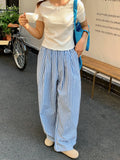 Purpdrank  Vintage Plaid Women's Wide Leg Pants Pockets 2025 New Sping Summer High Waist Casual Straight Loose Trousers Female