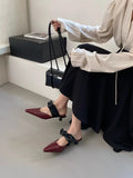 Purpdrank  Elegant Bowknot Low Heel Modern Slippers for Women Pointed Toe Backless Slide Sandals Female Elegant Dress Mueller Pumps Ladies