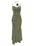 Midi Dress Women Elegant Summer 2024 Fashion Evening Party Lady Vestido Vintage Spring Bodycon Sexy Satin Dresses Female Clothes