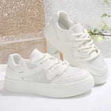 Purpdrank  New Breathable White Sneakers Women Comfortable Thick Bottom Vulcanizd Shoes Woman Spring Summer Lace Up Causal Sneakers