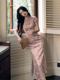 Purpdrank  Miniature Stand Collar Short Sleeve Embroidered Qipao Cheongsam Vintage Party Dress New Chinese Style Revamped Cheongsam Dress