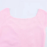 Purpdrank  Sweet Slim Fold Decoration Summer New Women's Fashion French Round Neck Knitted Top