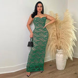 Purpdrank  Sexy Spaghetti Straps Lace Dress Women Evening Sleeveless Strapless Slim Fit Prom Party Club Long Maxi Dresses Midnight Birthday