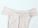 Purpdrank  Sexy Ruched Bow Chest Off Shoulder Mini Dress Women Short Sleeve Package Hips Mini Robe Party Apricot Black