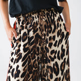 Purpdrank  Fashionable Leopard Print Women's Pants Spring New Product 2025 Splicing Loose Wide Leg Flared Pants Casual Long Pants For Women