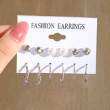 Purpdrank - Gold Color Pearl Hoop Earrings Set Metal Dangle Earrings Vintage Circle Geometric Twist for Women Girls Trendy Jewelry Gifts