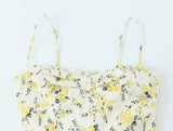 Purpdrank  European style new women's fashion versatile temperament flower print poplin midi suspender back dress