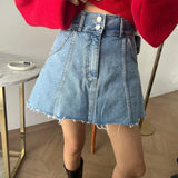 Purpdrank  Spring Summer Vintage Women's Denim Short Skirts 2025 New High Waist Patchwork Casual A-line Sexy Mini Skirts Female