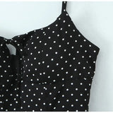 Purpdrank  Sexy Spaghetti Strap Dress for Women Summer Black Polka Dots Lace Edge A-line Slim Slip Dresses Female Bow Lace-up Beach Dress