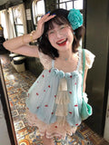 Purpdrank   Y2k Harajuku Vintage Sweet Slim 2 Piece Skirt Sets Kawaii Sleeveless Tops + Cake Mini Skirts 2000s Lolita Print Summer Suit Chic