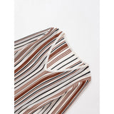 Purpdrank  Vintage Striped Knit T Shirt Women Long Sleeve V Neck Slim Casual Autumn Tops