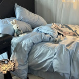 Purpdrank  INS Girls Blue Bedding Set - Cooling Ice Silk, Double-Sided (Duvet Cover + Pillowcases & Quilt Cover) Summer Comfort