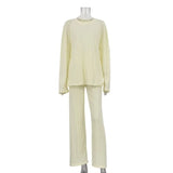 Purpdrank  Elegant Comfortable Long Sleeve Shirt Wide Leg Pants Set Homewear Loungewear Nightwear 2025 Women Loose Two Piece Pajamas Set