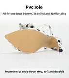 Purpdrank  Elegant Polka Dot Silk High Heel Sandals for Women with Fine Butterfly Knot College Style Gentle And Classy Footwear