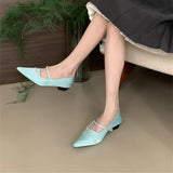 Purpdrank  Casual Woman Shoe Low Heels Female Footwear Crystal Pointed Toe All-Match Soft Comfortable Dress Rhinestone Summer New On Heels