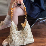 Purpdrank   Women Weaving Clutches Top-handle Bag Large Portable Shoulder Bag Beach Purses Shopper Satchel Female Tote Bags Handbags