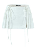 Purpdrank  Summer Y2K Style Cool Girl Asymmetrical Pleated Mini Skirts With Shorts Underwear Lining Front Bow Double Zipper Skirts