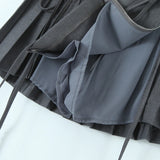 Purpdrank  Summer Y2K Style Cool Girl Asymmetrical Pleated Mini Skirts With Shorts Underwear Lining Front Bow Double Zipper Skirts